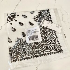UO White Black Paisley Bandana Square Scarf